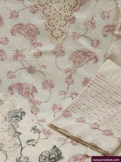 Dhara Fancy 2027 (detail) — unstitched suit set with fancy embroidery by Kanya Creation, Ahmedabad