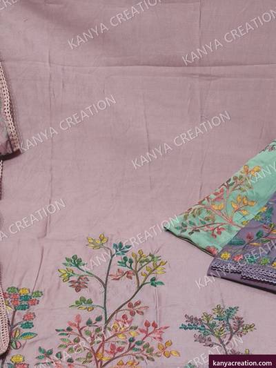 National Fancy 2027 (detail) — unstitched suit set with fancy embroidery by Kanya Creation, Ahmedabad