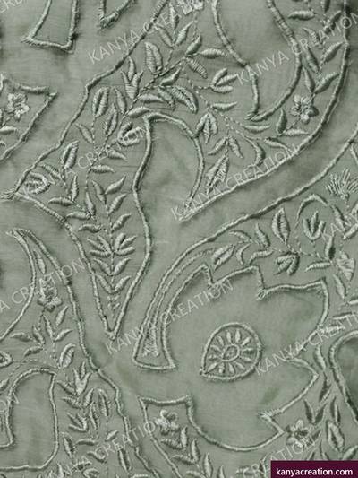Toxic Laser 2027 (detail) — unstitched suit set with laser-cut work by Kanya Creation, Ahmedabad